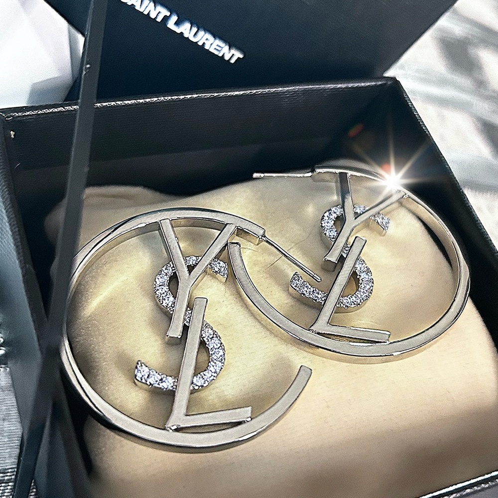 Authentic YSL Monogram Hoop Earring Set - Picture 12 of 12